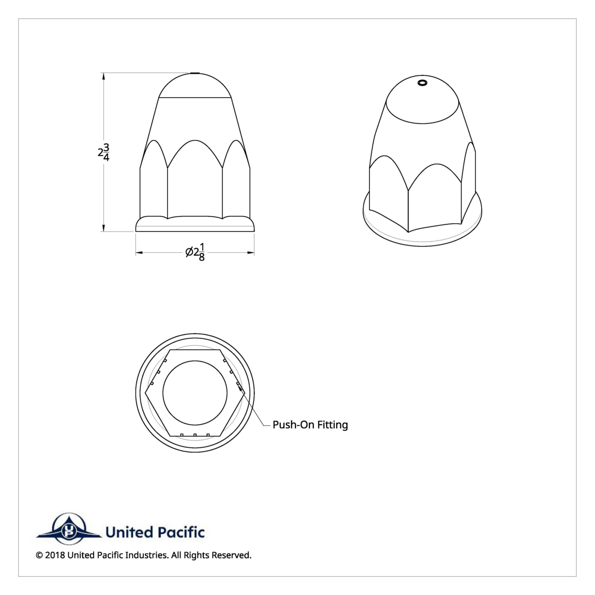 1-1/2" X 2-3/4" Chrome Plastic Slotted Bullet Nut Cover With Flange - Push-On (Bulk) - Thumbnail 9