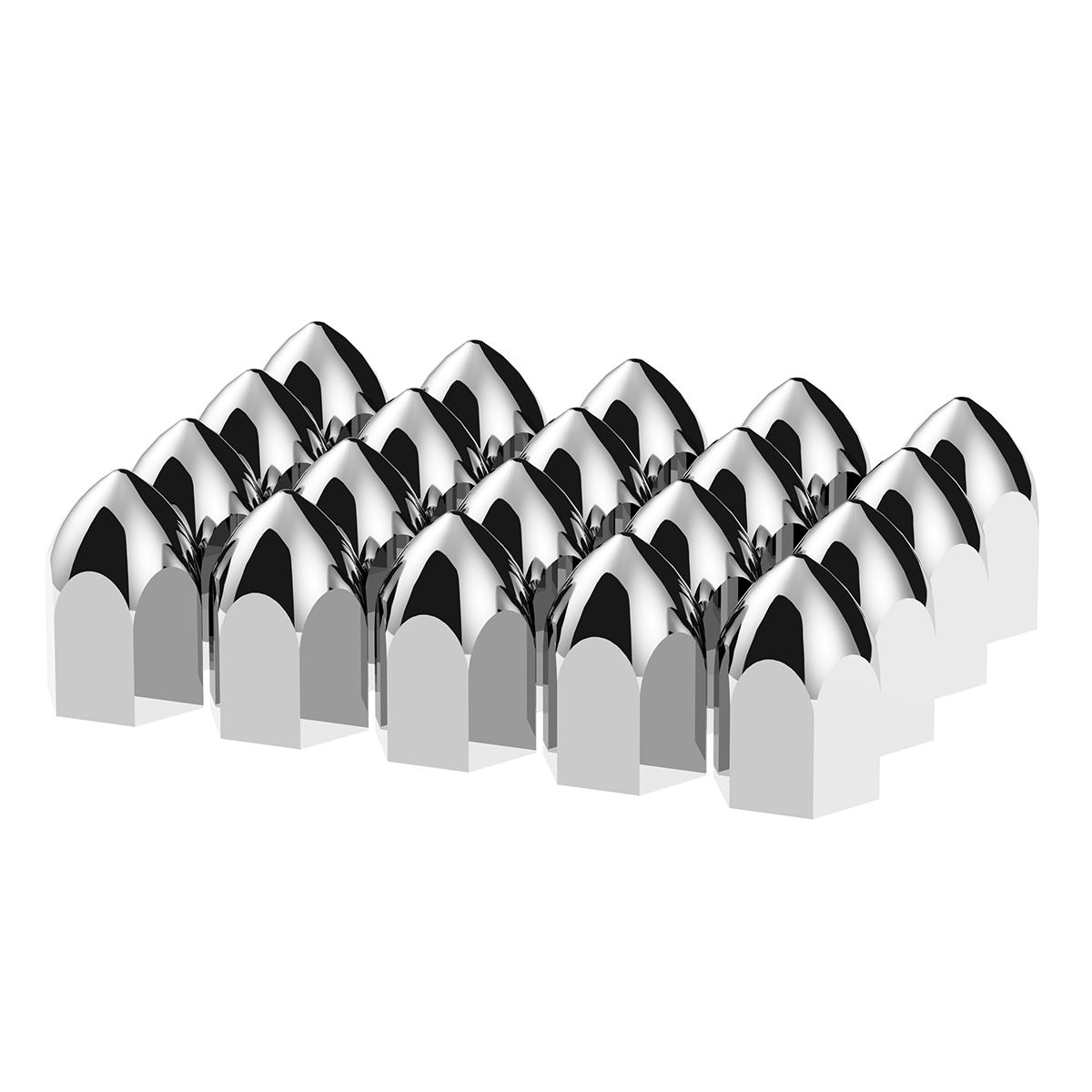 1-1/2" X 2-3/4" Chrome Plastic Bullet Nut Covers - Push-On (20-Pack)