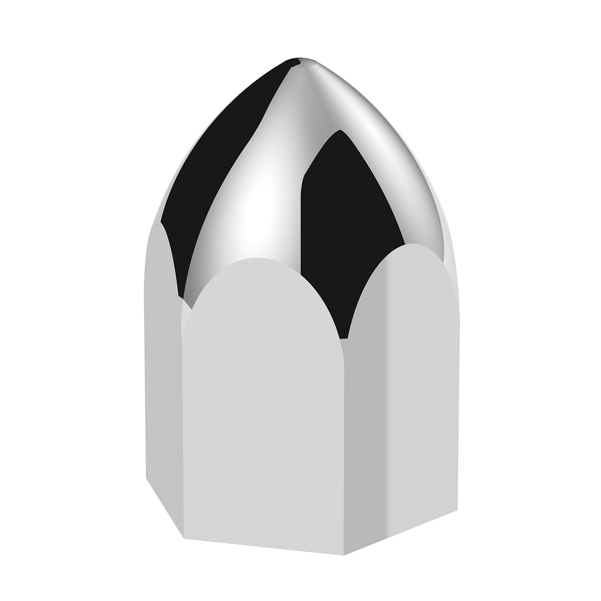 1-1/2" X 2-3/4" Chrome Plastic Bullet Nut Covers - Push-On (20-Pack) - Thumbnail 2