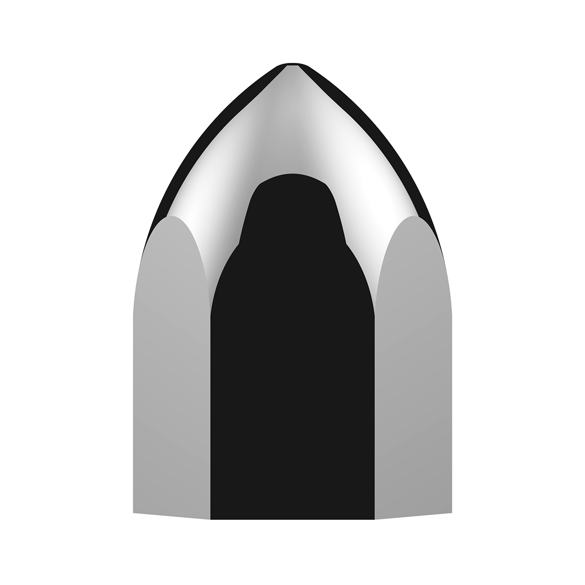 1-1/2" X 2-3/4" Chrome Plastic Bullet Nut Covers - Push-On (20-Pack) - Thumbnail 3