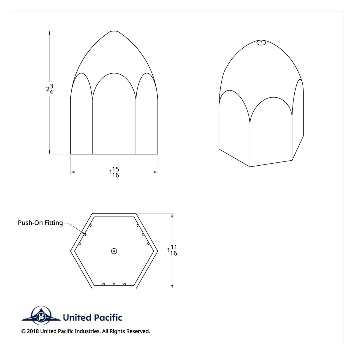 1-1/2" X 2-3/4" Chrome Plastic Bullet Nut Cover - Push-On (Bulk) - Thumbnail 6