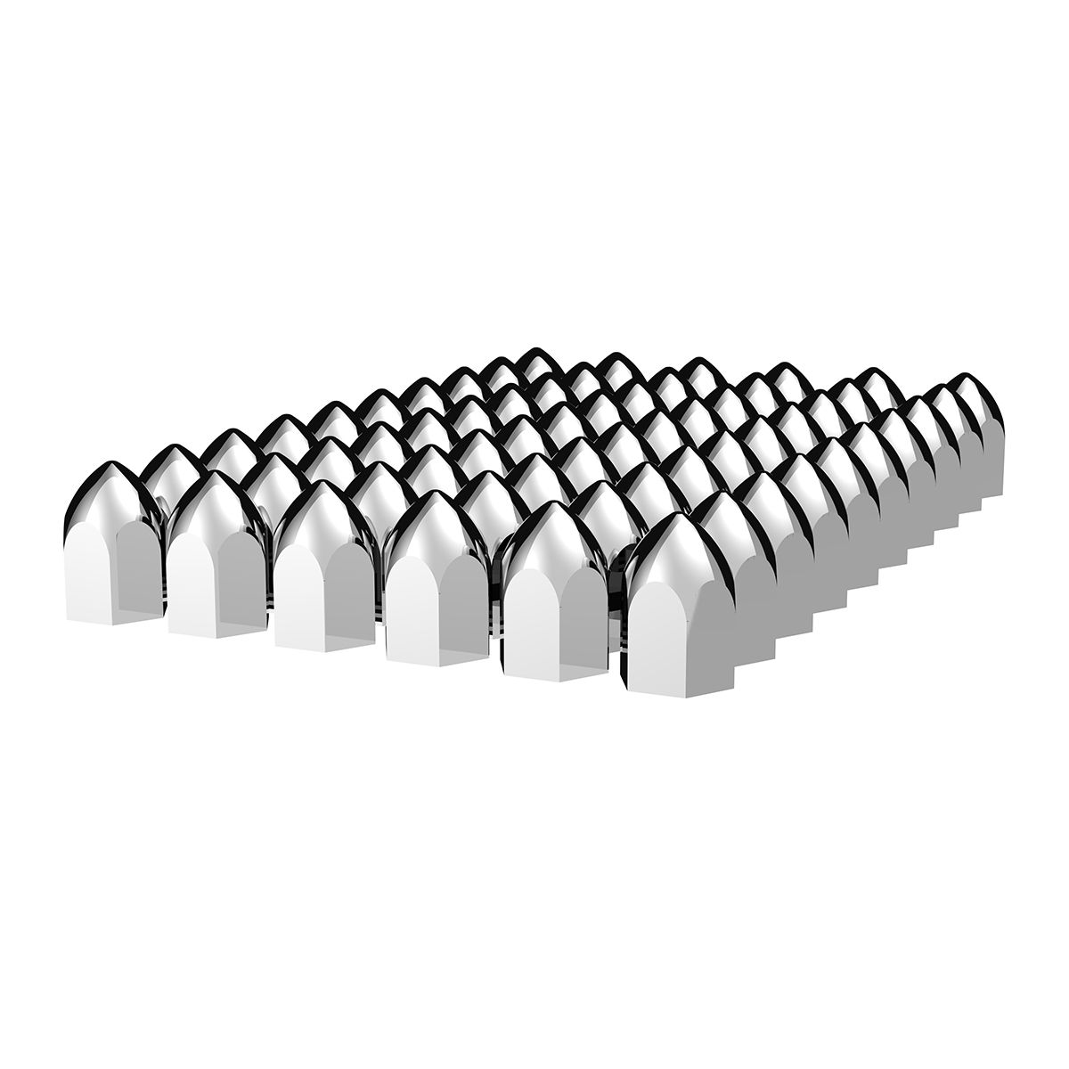 1-1/2" X 2-3/4" Chrome Plastic Bullet Nut Covers - Push-On (60-Pack)