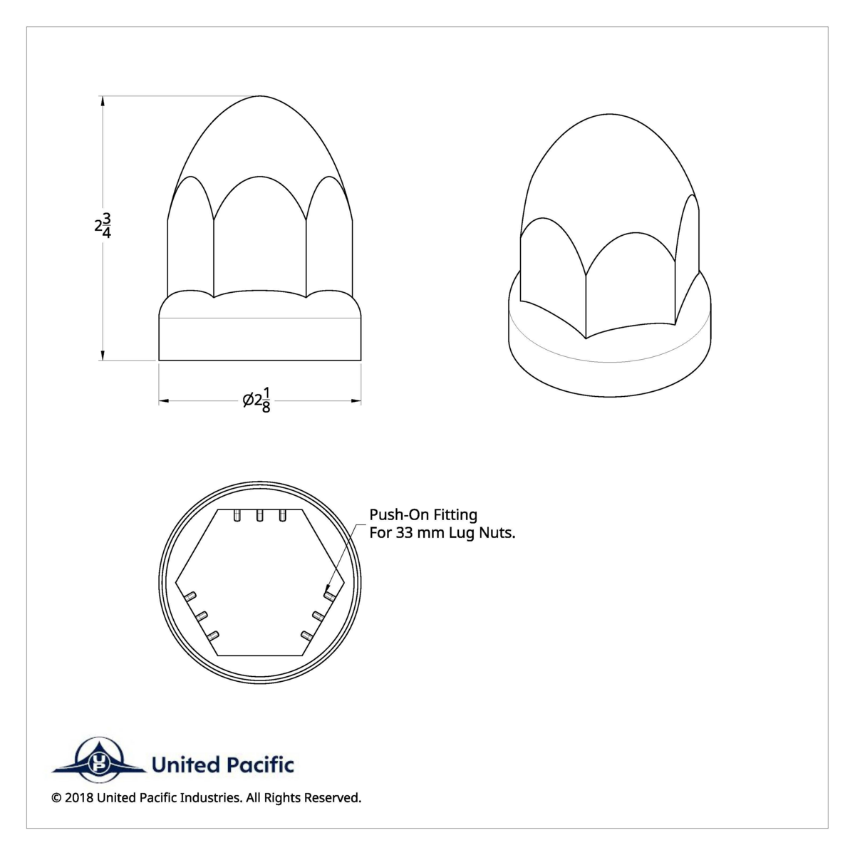 33mm X 2-3/4" Chrome Plastic Bullet Nut Covers With Flange - Push-On (Box of 20 ) - Thumbnail 10