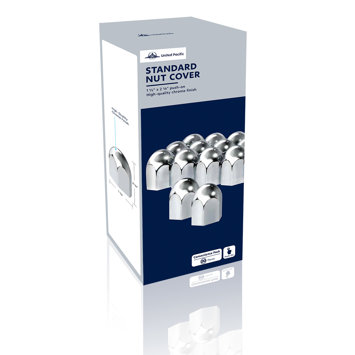 1-1/2" X 2-1/4" Chrome Plastic Standard Nut Covers - Push-On (Box Of 20 ) - Thumbnail 7