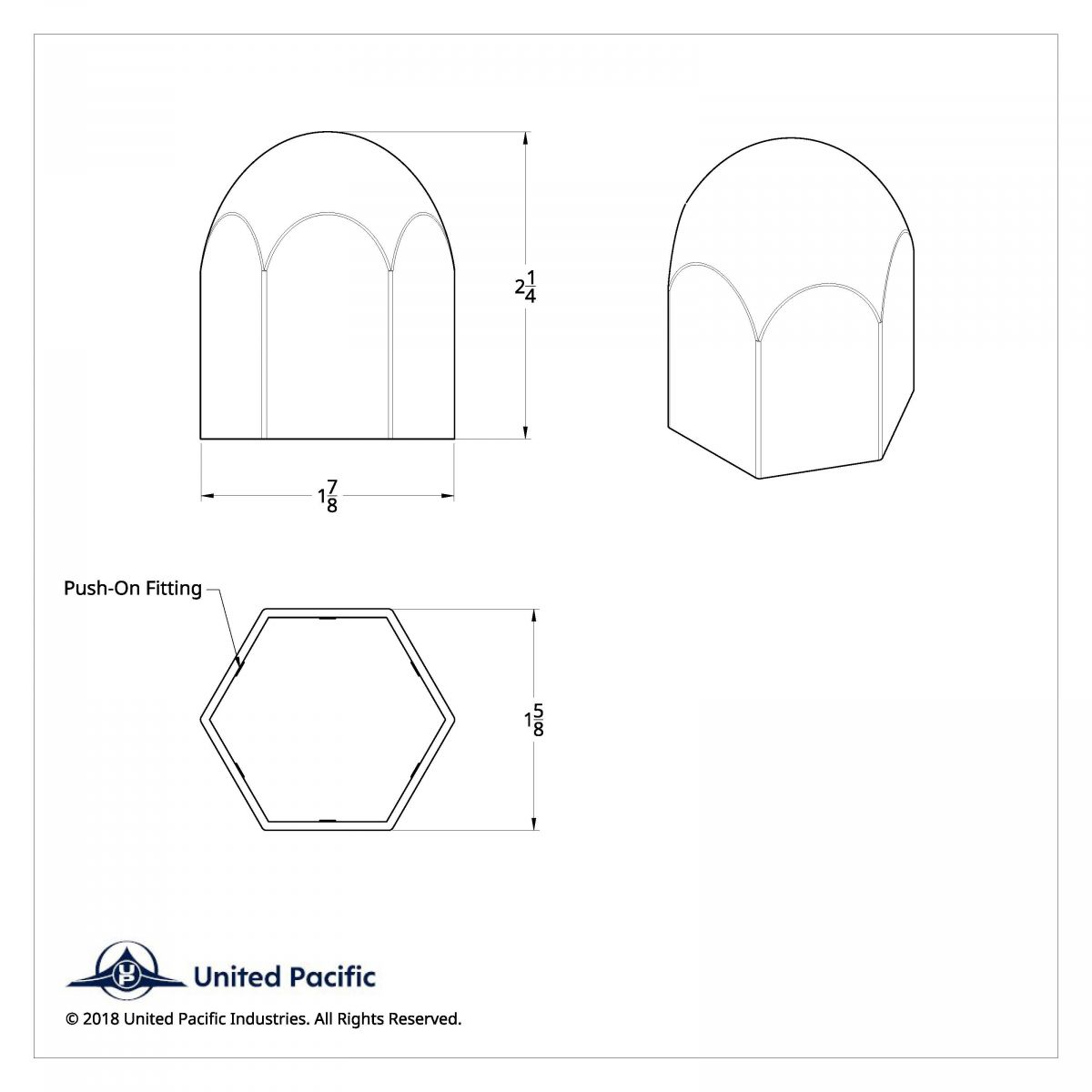 1-1/2" X 2-1/4" Chrome Plastic Standard Nut Cover - Push-On (Bulk) - Thumbnail 4