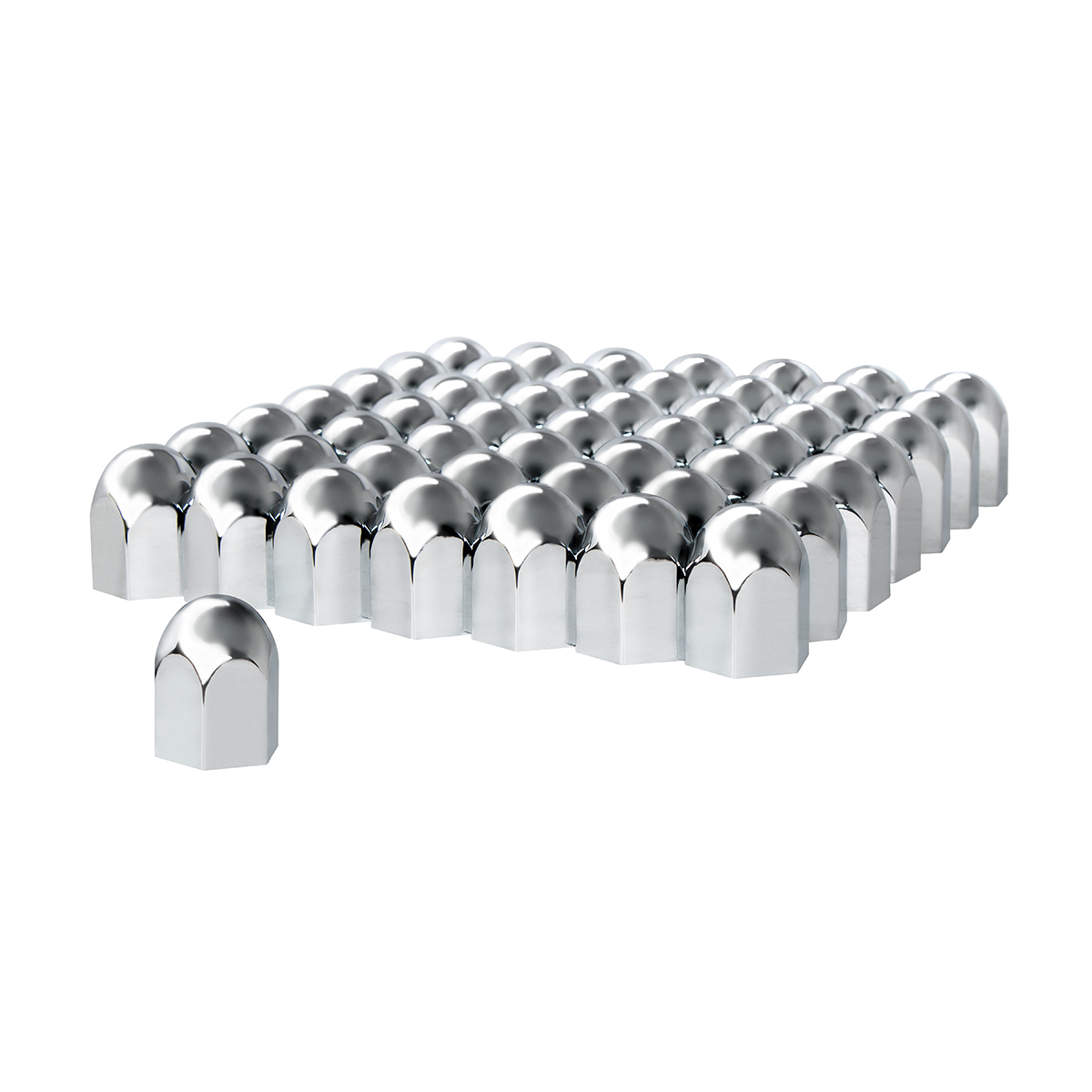 1-1/2" X 2-1/4" Chrome Plastic Standard Nut Covers - Push-On (60-Pack) - Thumbnail 7