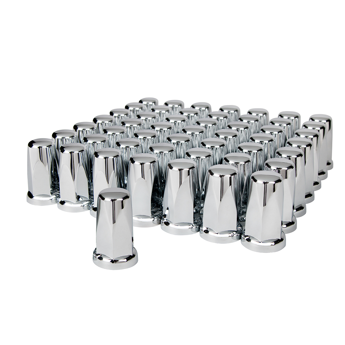33mm X 3-1/4" Chrome Plastic Tall Classic Nut Covers - Push-On (60-Pack) - Thumbnail 7