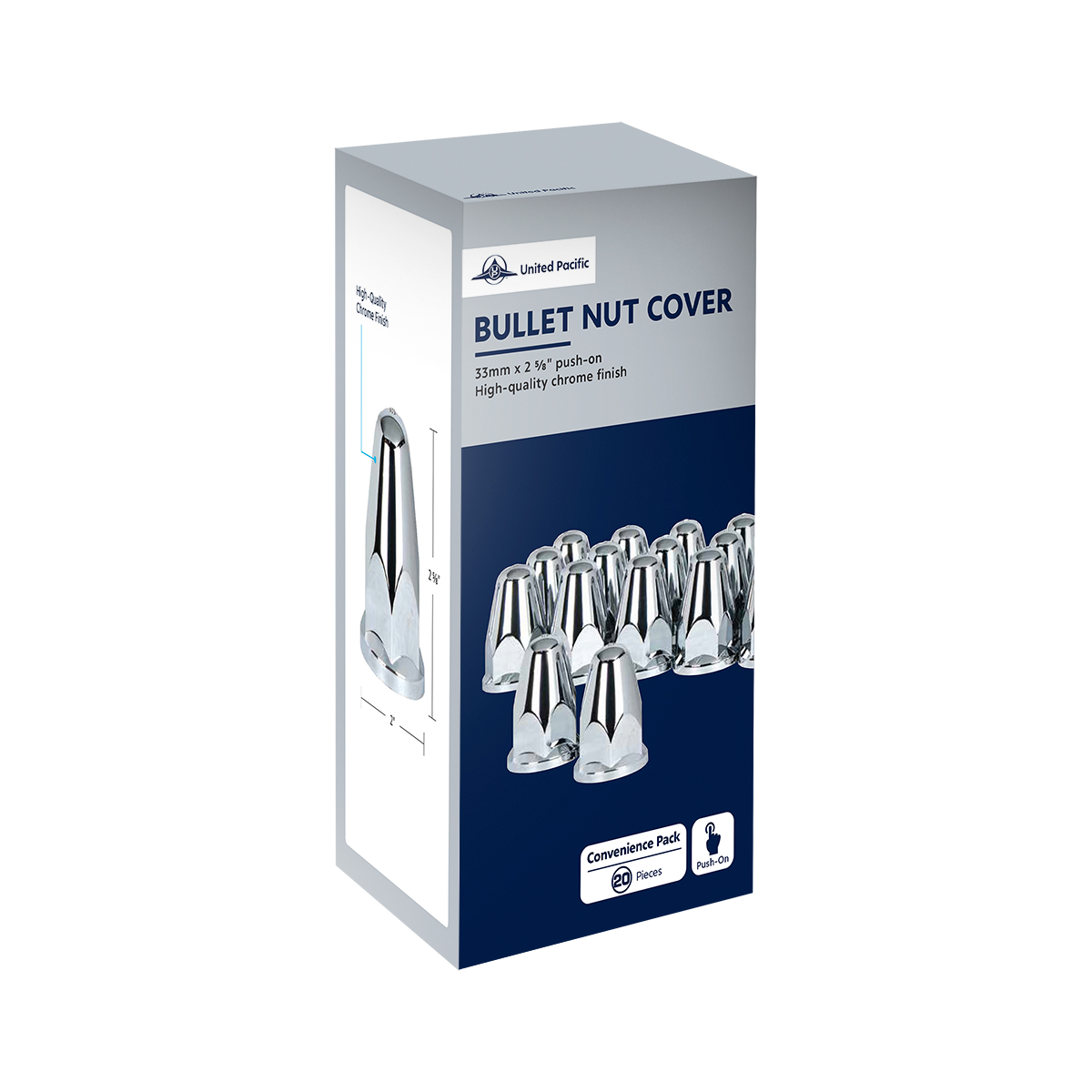 33mm X 2-5/8" Chrome Plastic Bullet Nut Covers With Flange - Push-On (Box of 20) - Thumbnail 8