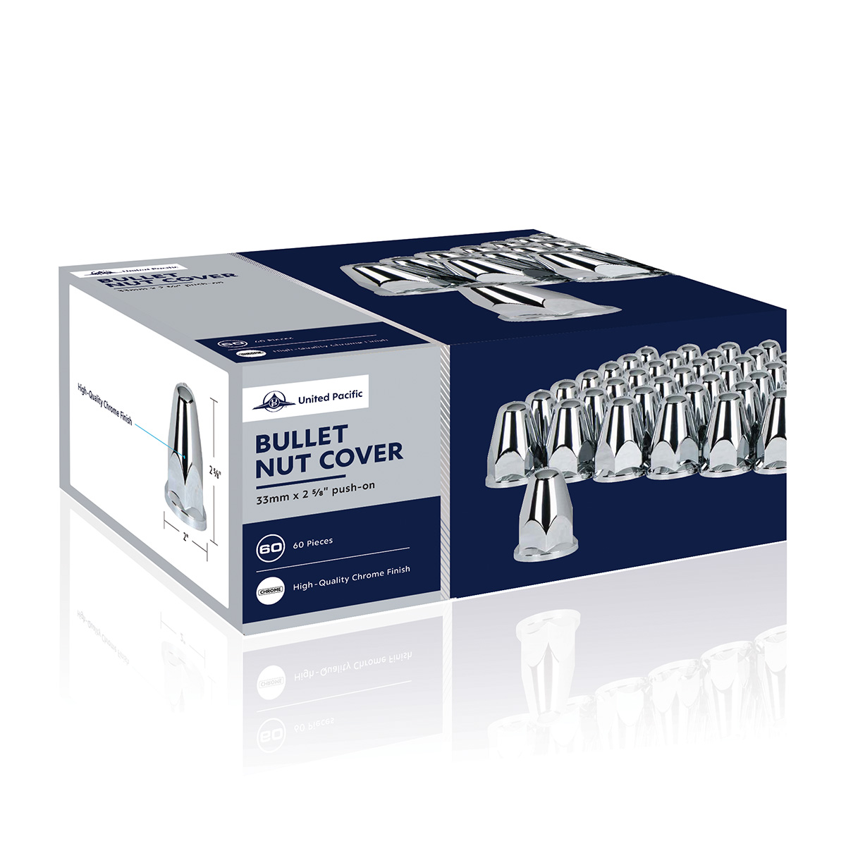 33mm X 2-5/8" Chrome Plastic Bullet Nut Covers With Flange - Push-On (60-Pack) - Thumbnail 5