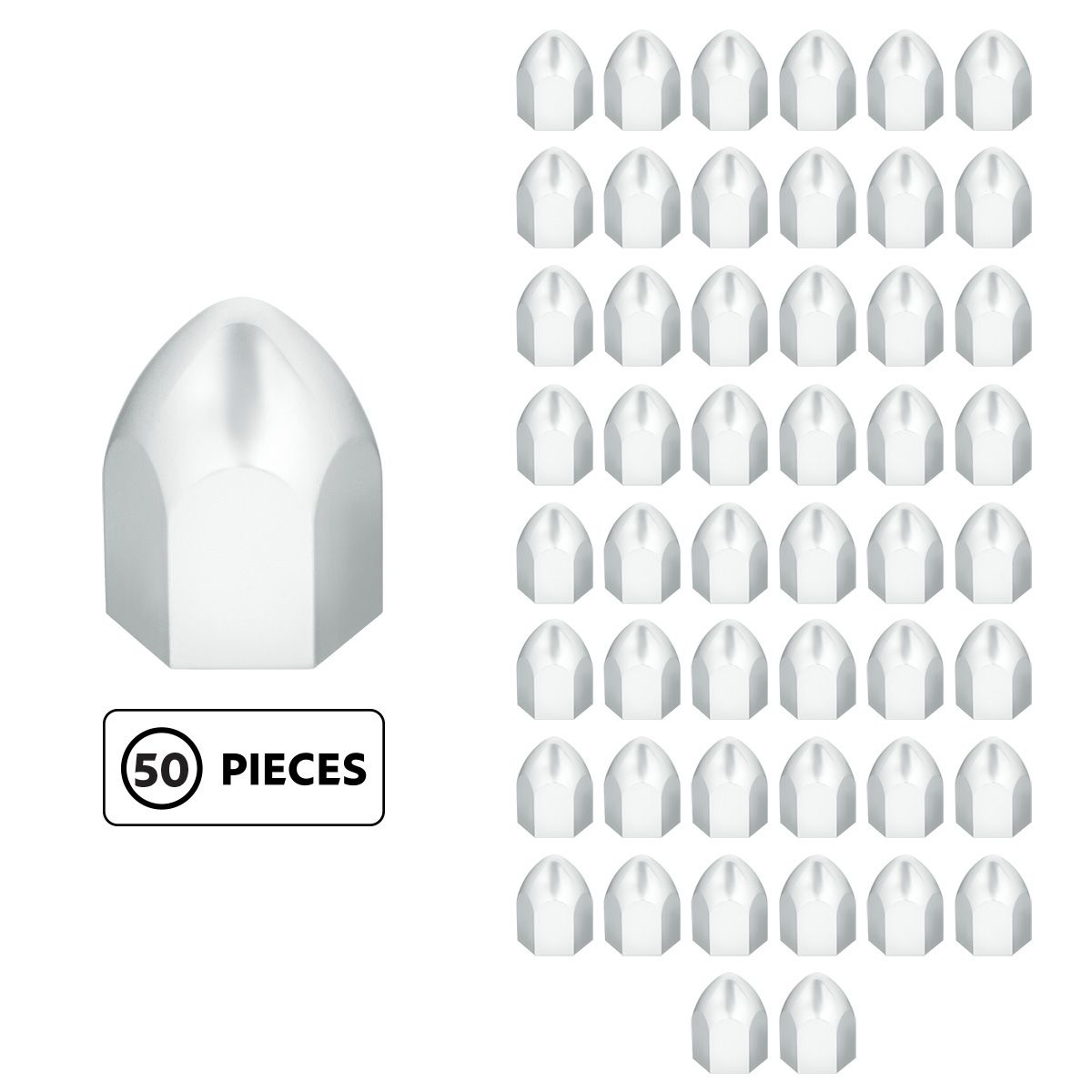 1" X 1 5/8" Chrome Plastic Bullet Nut Cover - Push-On (50-Pack)