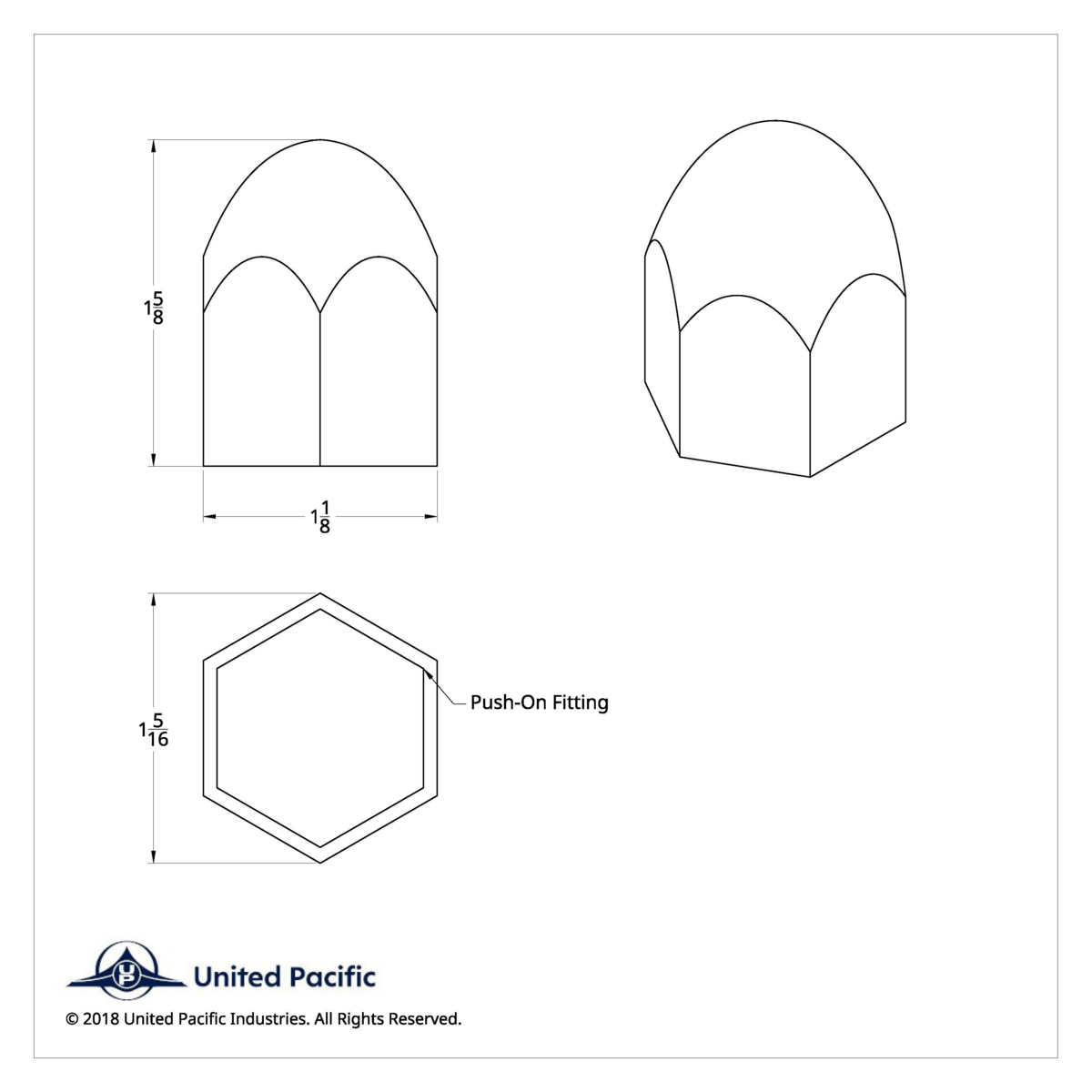 1" X 1 5/8" Chrome Plastic Bullet Nut Cover - Push-On (50-Pack) - Thumbnail 7