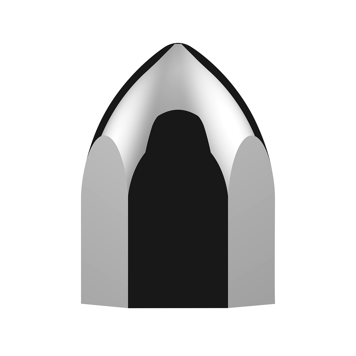 11/16" X 1-5/16" Chrome Plastic Bullet Nut Cover - Push-On (10-Pack) - Thumbnail 3