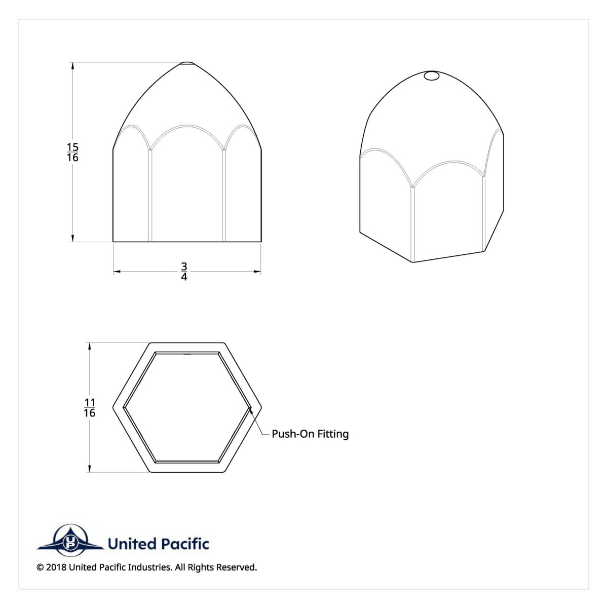 9/16" x 15/16" Chrome Plastic Bullet Nut Covers - Push-On (50-Pack) - Thumbnail 7