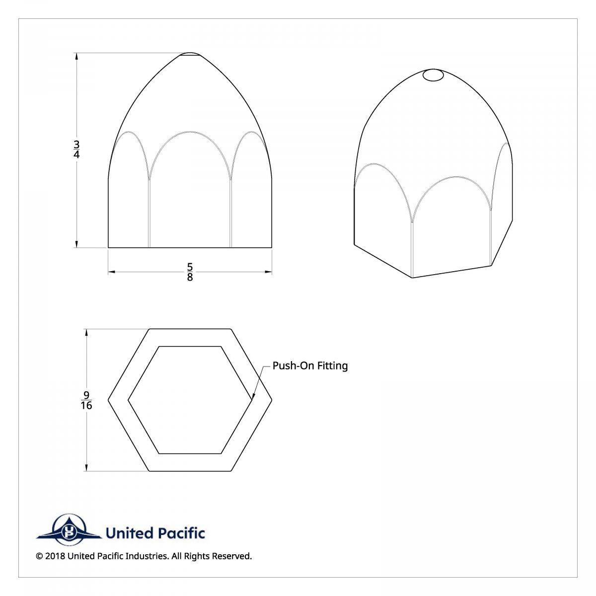 7/16" X 3/4" Chrome Plastic Bullet Nut Cover - Push-On - Thumbnail 5