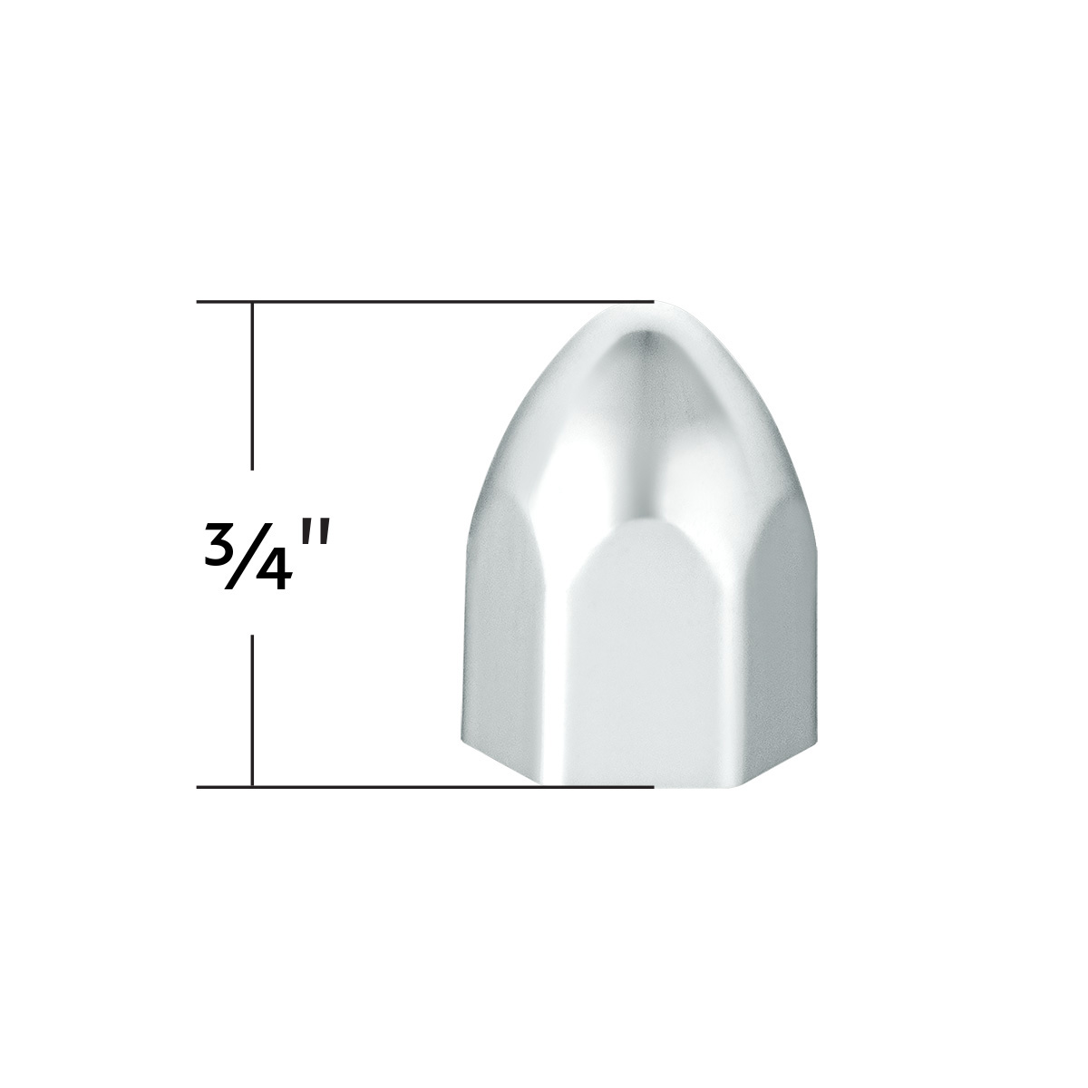 7/16" x 3/4" Chrome Plastic Bullet Nut Covers - Push-On (10-Pack) - Thumbnail 6