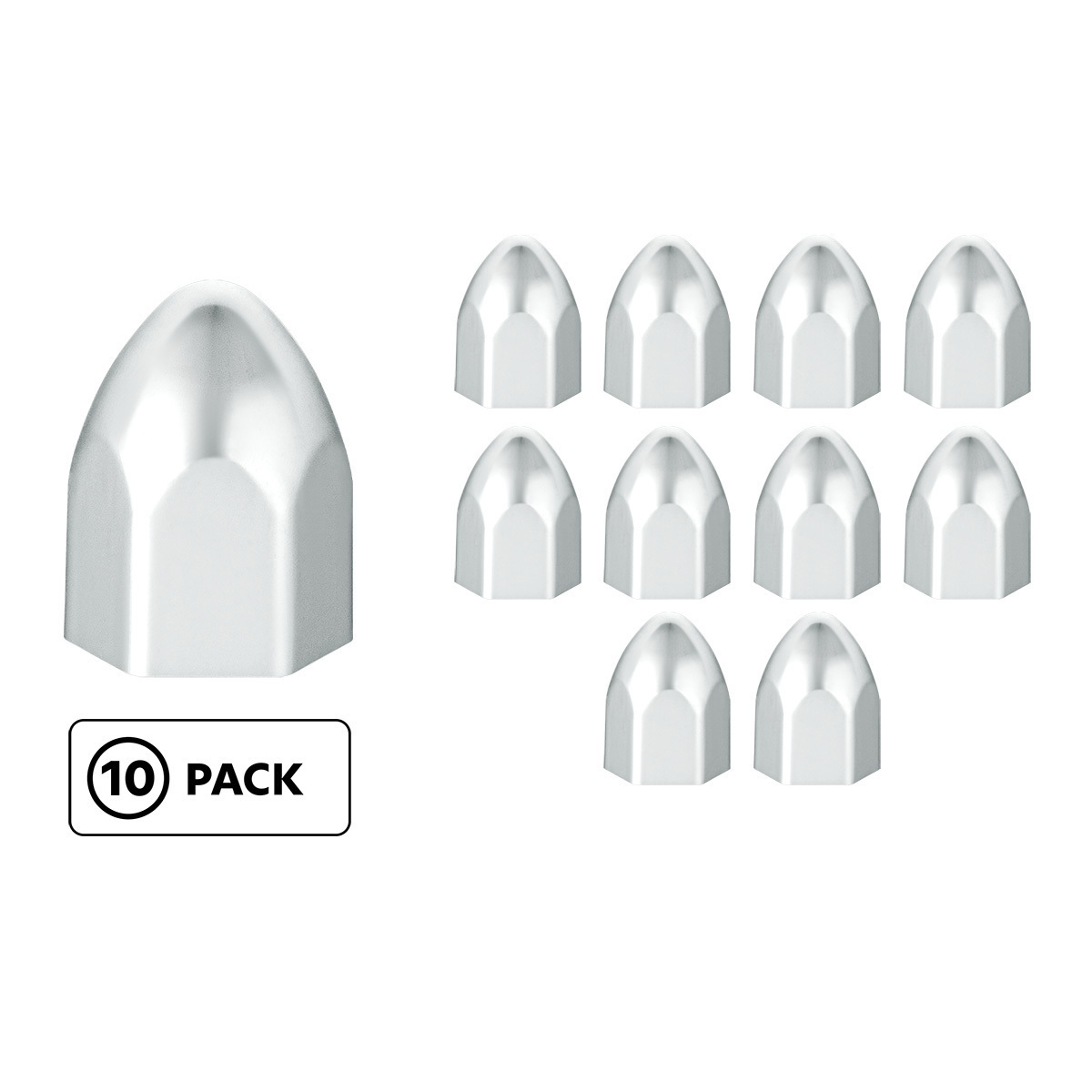 7/16" x 3/4" Chrome Plastic Bullet Nut Covers - Push-On (10-Pack) - Thumbnail 8