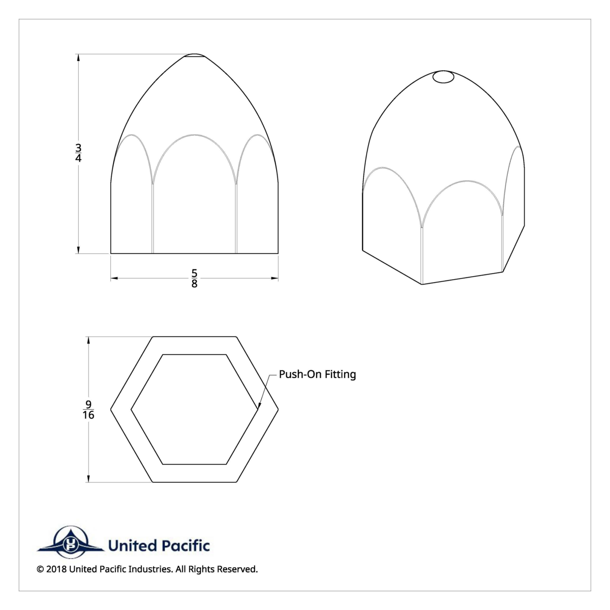 7/16" x 3/4" Chrome Plastic Bullet Nut Covers - Push-On (10-Pack) - Thumbnail 9