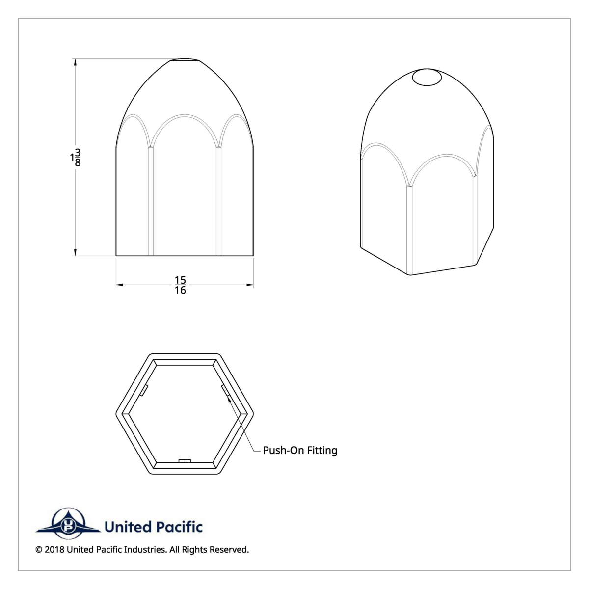 3/4" X 1 3/8" Chrome Plastic Bullet Nut Cover - Push-On (10-Pack) - Thumbnail 8