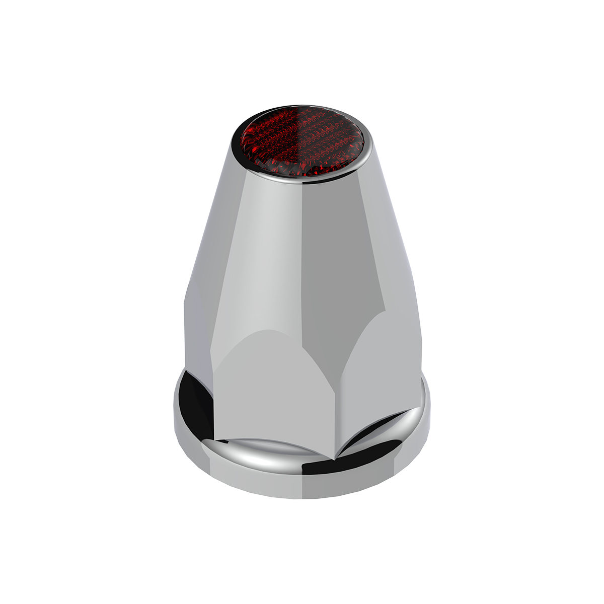 33mm X 2-3/4" Chrome Plastic Nut Covers With Flange - Push-On -Amber Reflector (Color Box of 20) - Thumbnail 2