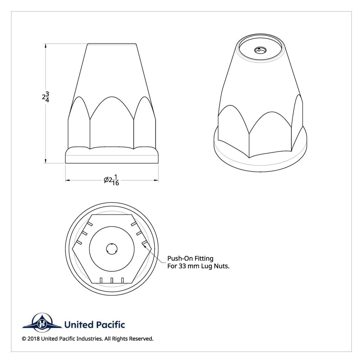 33mm X 2-3/4" Chrome Plastic Nut Covers With Flange - Push-On -Red Reflector (20-Pack) - Thumbnail 8