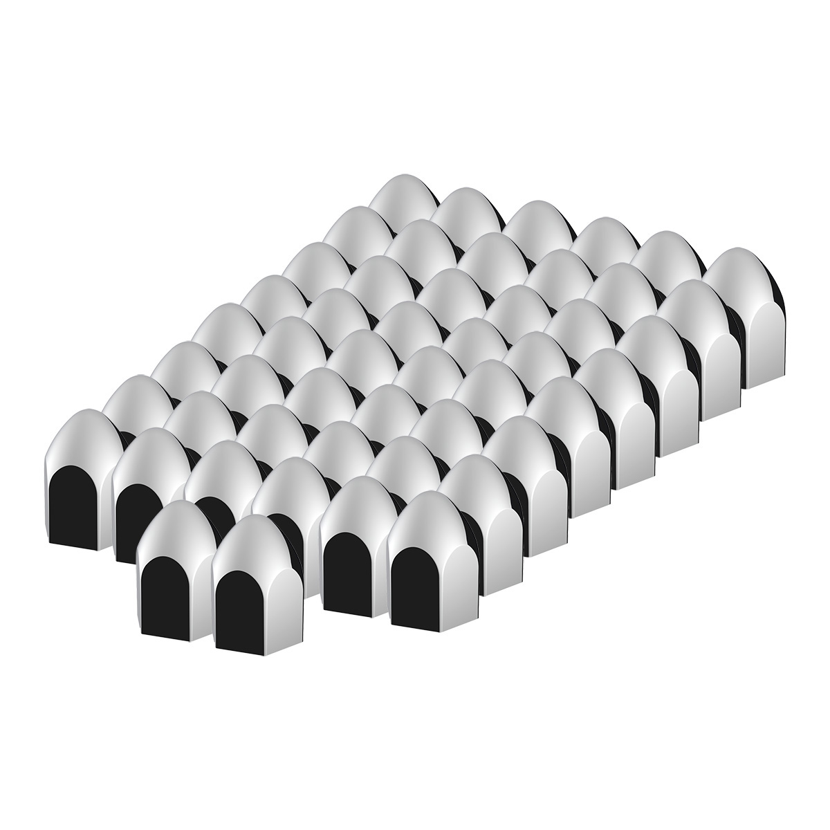 15/16" x 1 5/8" Chrome Plastic Bullet Nut Covers - Push-On (50-Pack) - Thumbnail 2