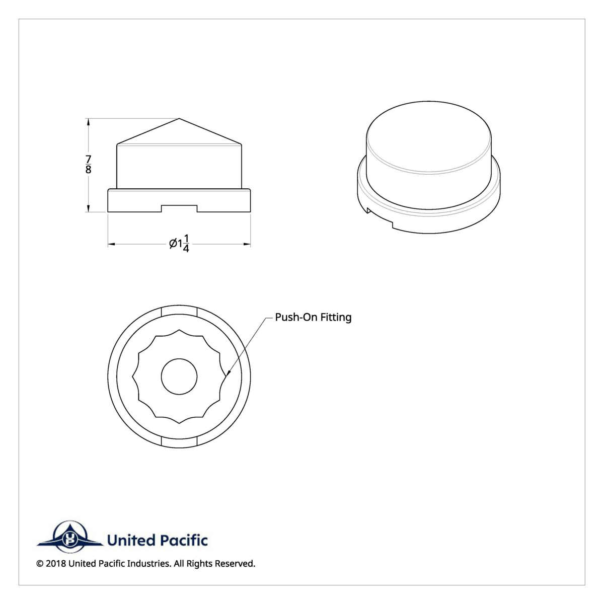 3/4" X 7/8" Chrome Plastic Pointed Nut Cover - Push-On - Thumbnail 3