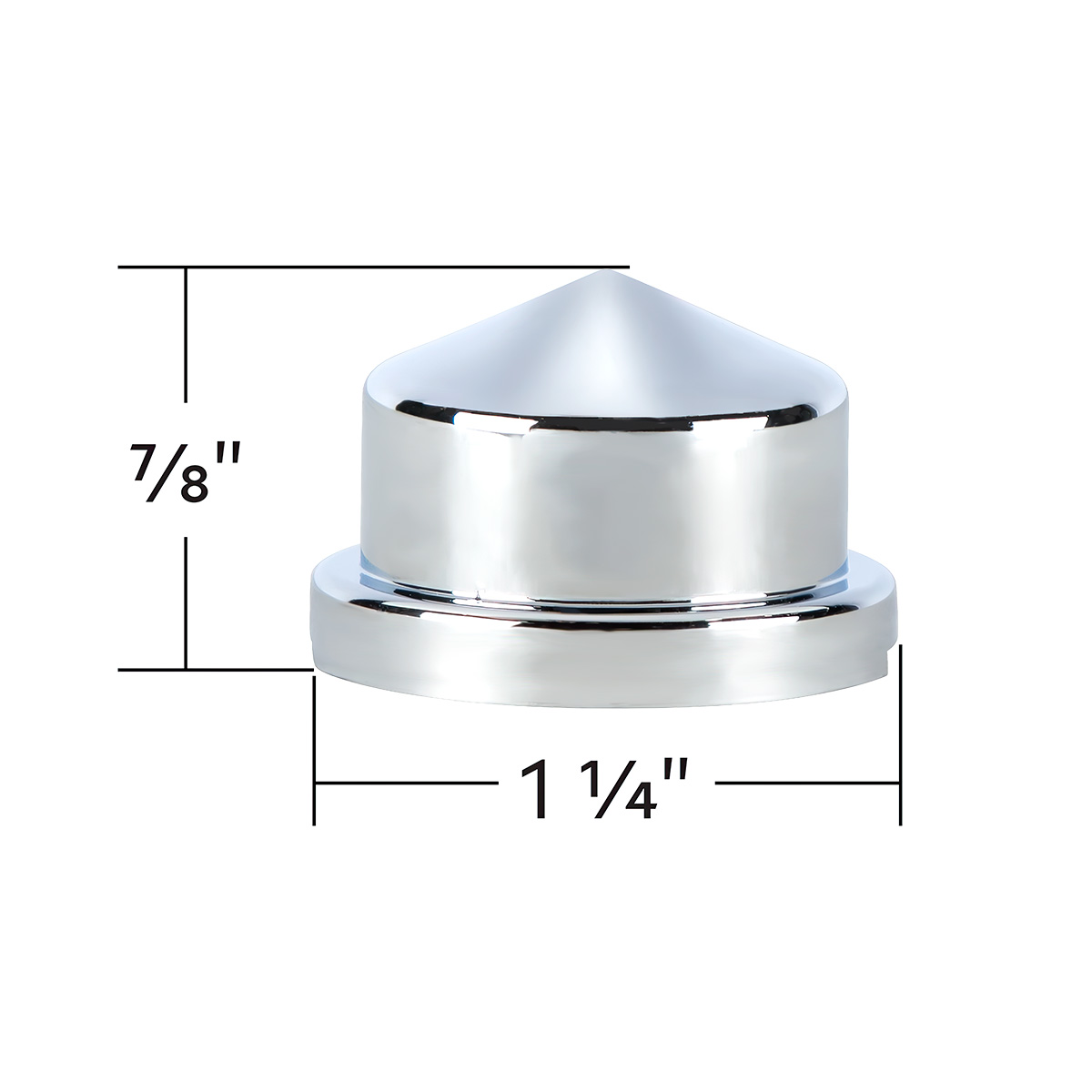 3/4" X 7/8" Chrome Plastic Pointed Nut Covers - Push-On (Color Box of 10) - Thumbnail 7