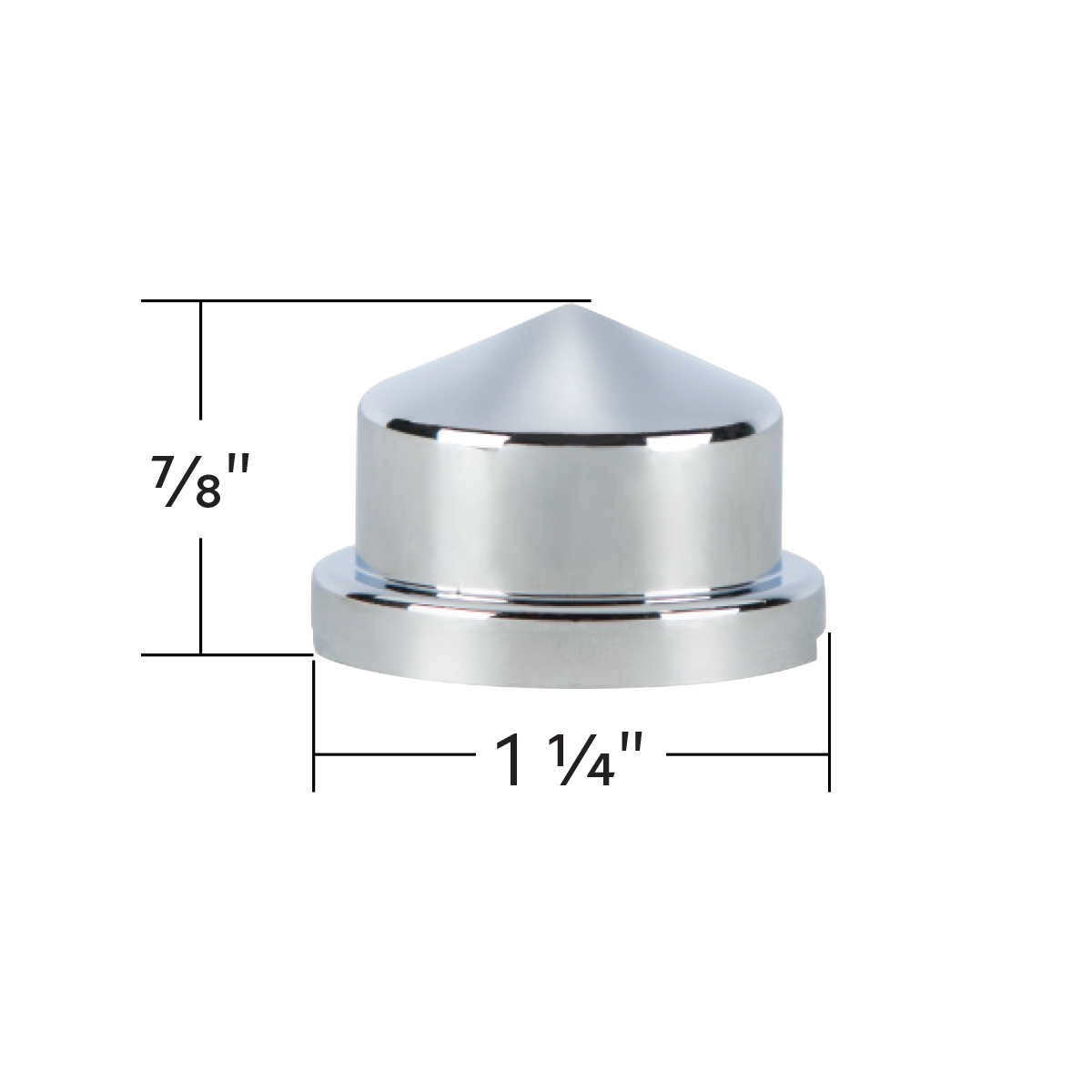 3/4" X 7/8" Chrome Plastic Pointed Nut Covers - Push-On (Color Box of 10) - Thumbnail 8