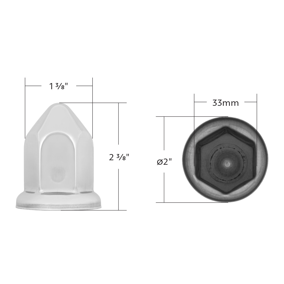 33mm X 2-3/8" Stainless Pointed Nut Cover With Flange - Thumbnail 5