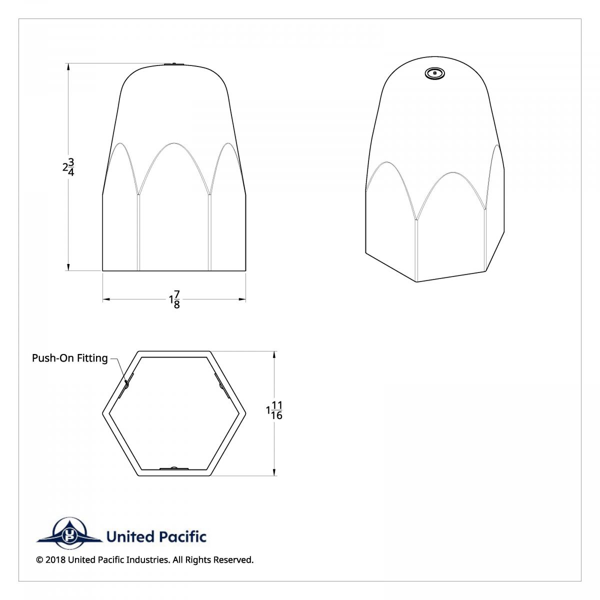 1-1/2" X 2-3/4" Chrome Plastic Tall Nut Cover - Push-On (Bulk) - Thumbnail 4