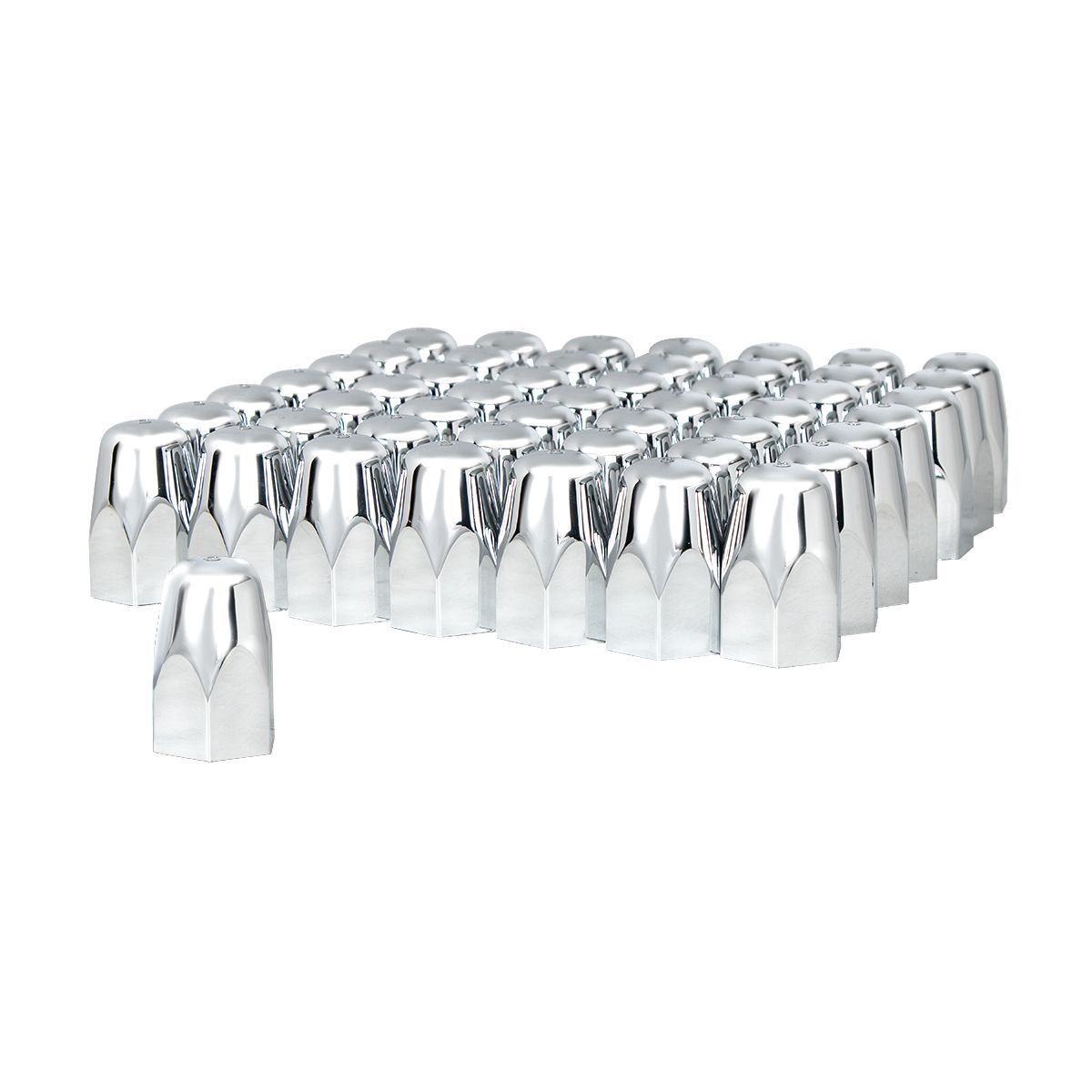 1-1/2" x 2-3/4" Chrome Plastic Tall Nut Covers - Push-On (60-Pack)