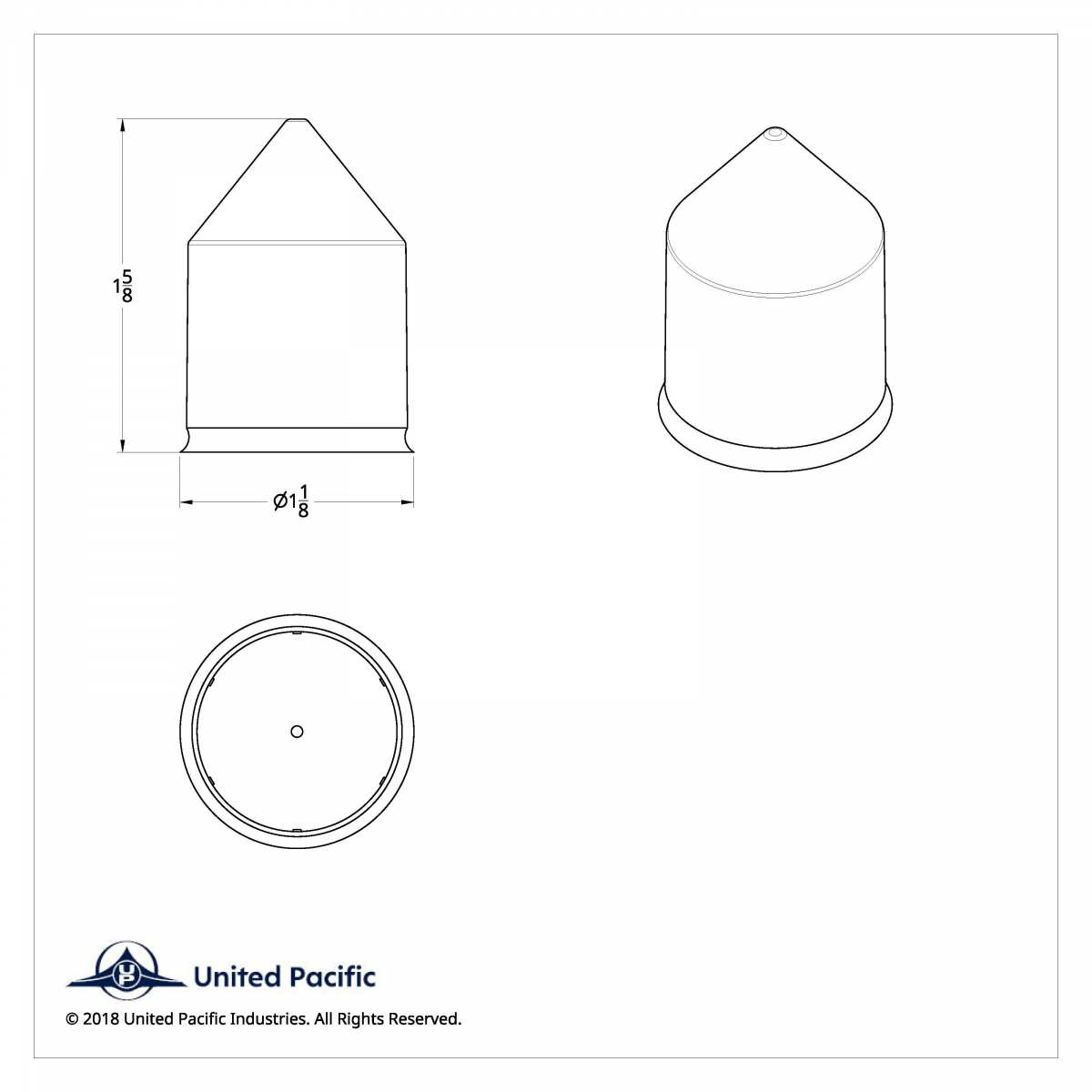 1" X 1 5/8" Freightliner Chrome Hulk Bolt Cover - Thumbnail 2