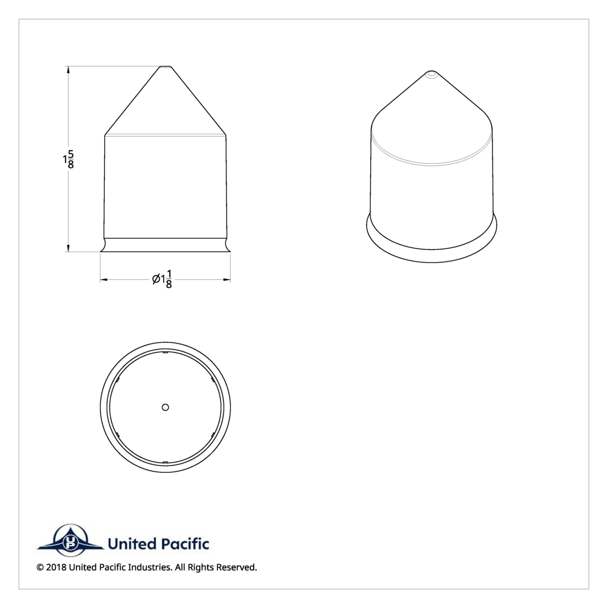 1" X 1 5/8" Freightliner Chrome Hulk Bolt Cover - Thumbnail 3
