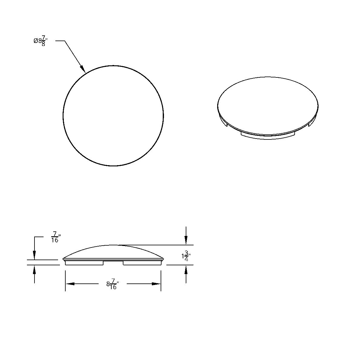 4 Even Notched Chrome Dome Front Hubcap - 7/16" Lip - Thumbnail 4