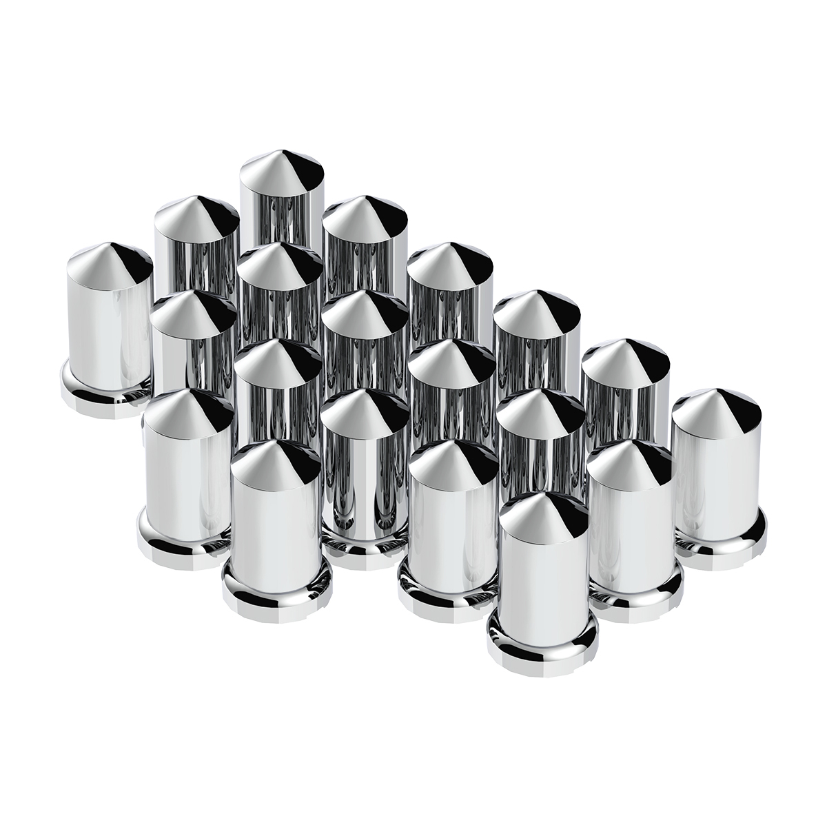 33mm X 3-3/16" Chrome Plastic Pointed Nut Covers With Flange - Push-On (Color Box Of 20) - Thumbnail 9