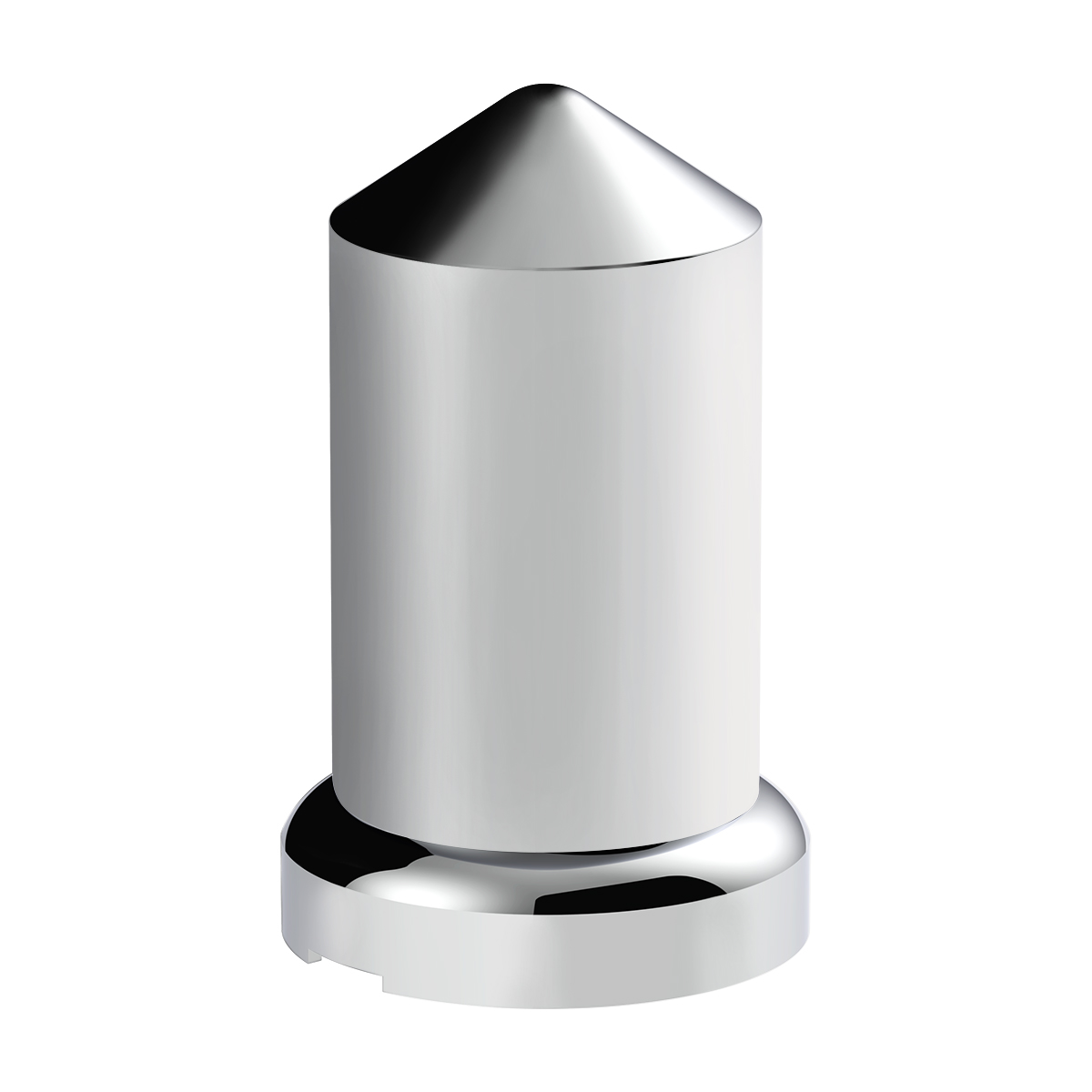 33mm X 3-3/16" Chrome Plastic Pointed Nut Cover With Flange - Push-On (Bulk) - Thumbnail 2
