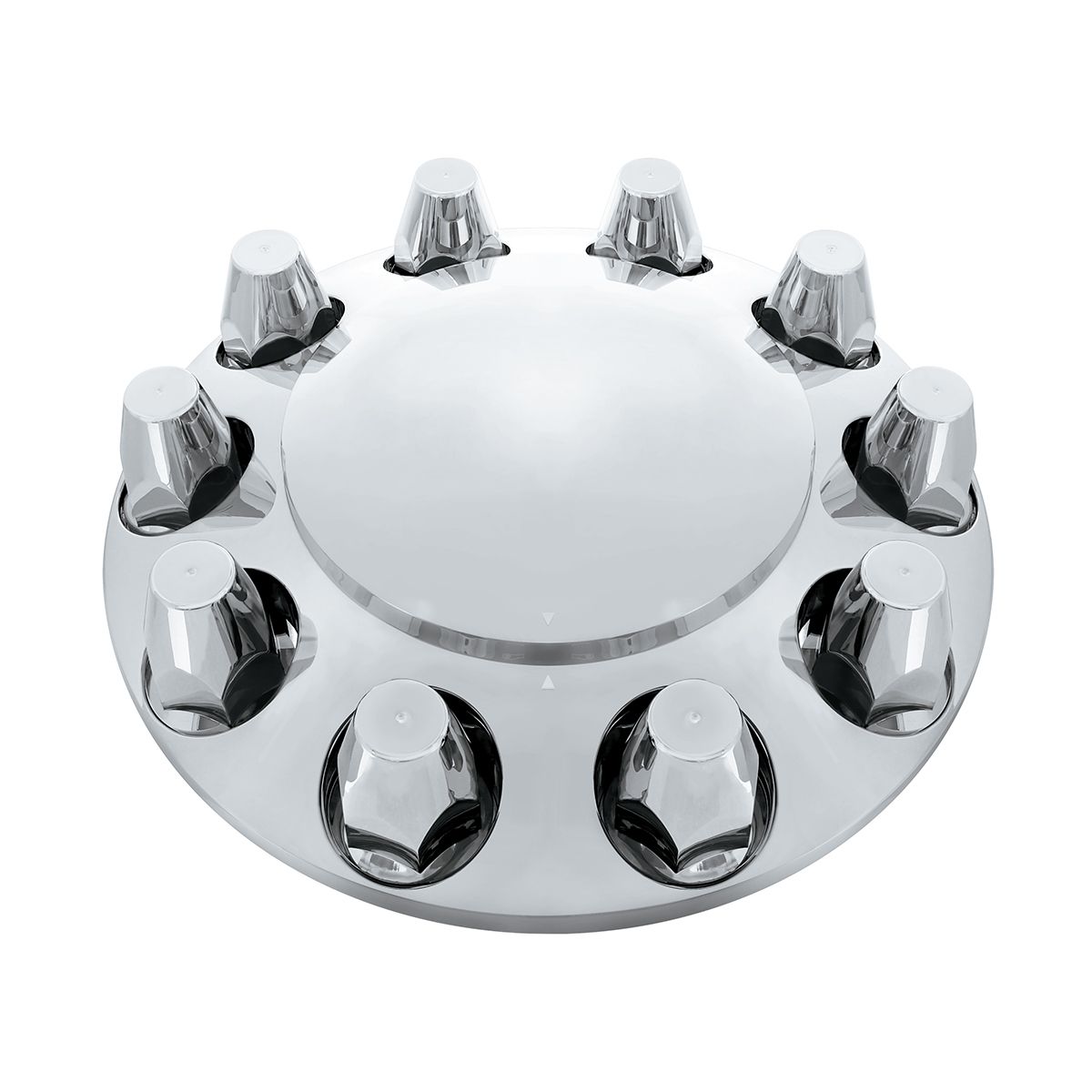 Dome Front Axle Cover With 33mm Standard Style Push-On Nut Covers - Chrome