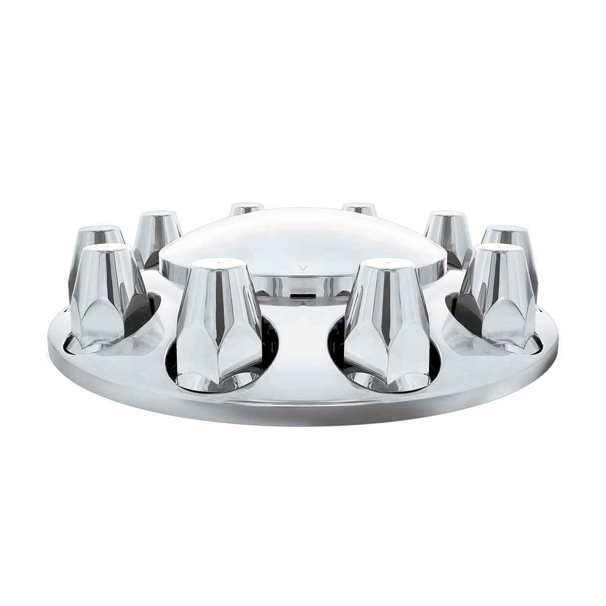 Dome Front Axle Cover With 33mm Standard Style Push-On Nut Covers - Chrome - Thumbnail 2