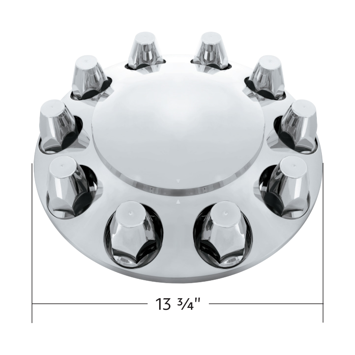 Dome Front Axle Cover With 33mm Standard Style Push-On Nut Covers - Chrome - Thumbnail 5