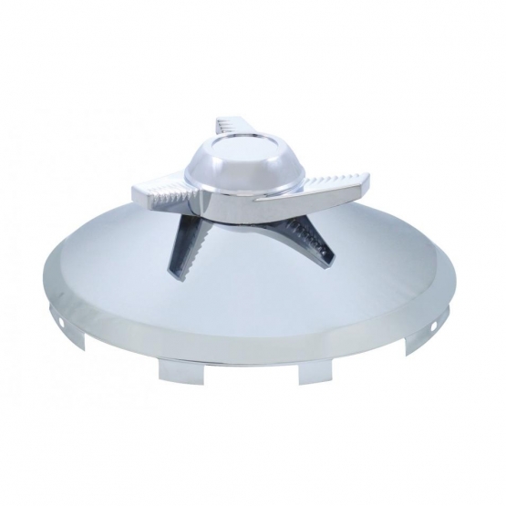 Universal Chrome Front Hubcap With 3 Bar Left Swing Spinner - 7/16" Lip