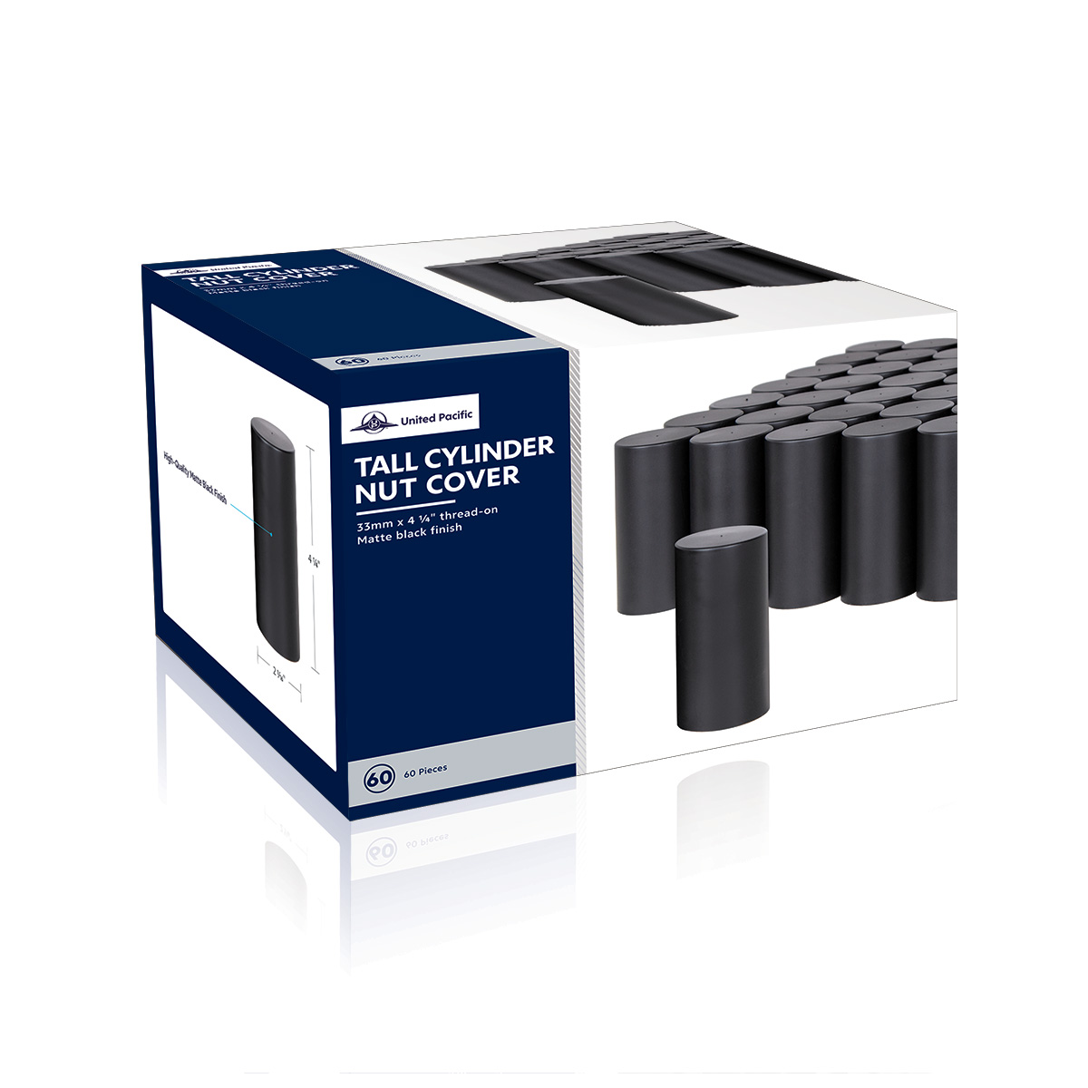 33mm x 4-1/4" Matte Black Tall Cylinder Nut Covers - Thread-On (60-Pack) - Thumbnail 9