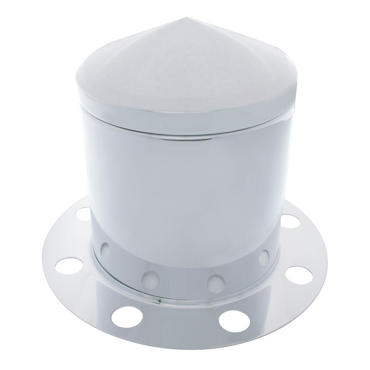 Chrome Pointed Rear Axle Cover 3PC Kit For 33mm Nut Cover - Steel/Aluminum Wheel (8 Hole)