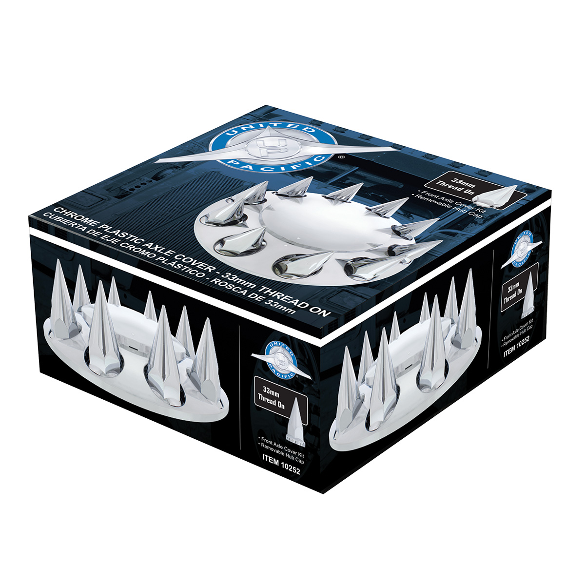 Dome Front Axle Cover With 33mm Spike Thread-On Nut Covers - Chrome - Thumbnail 3