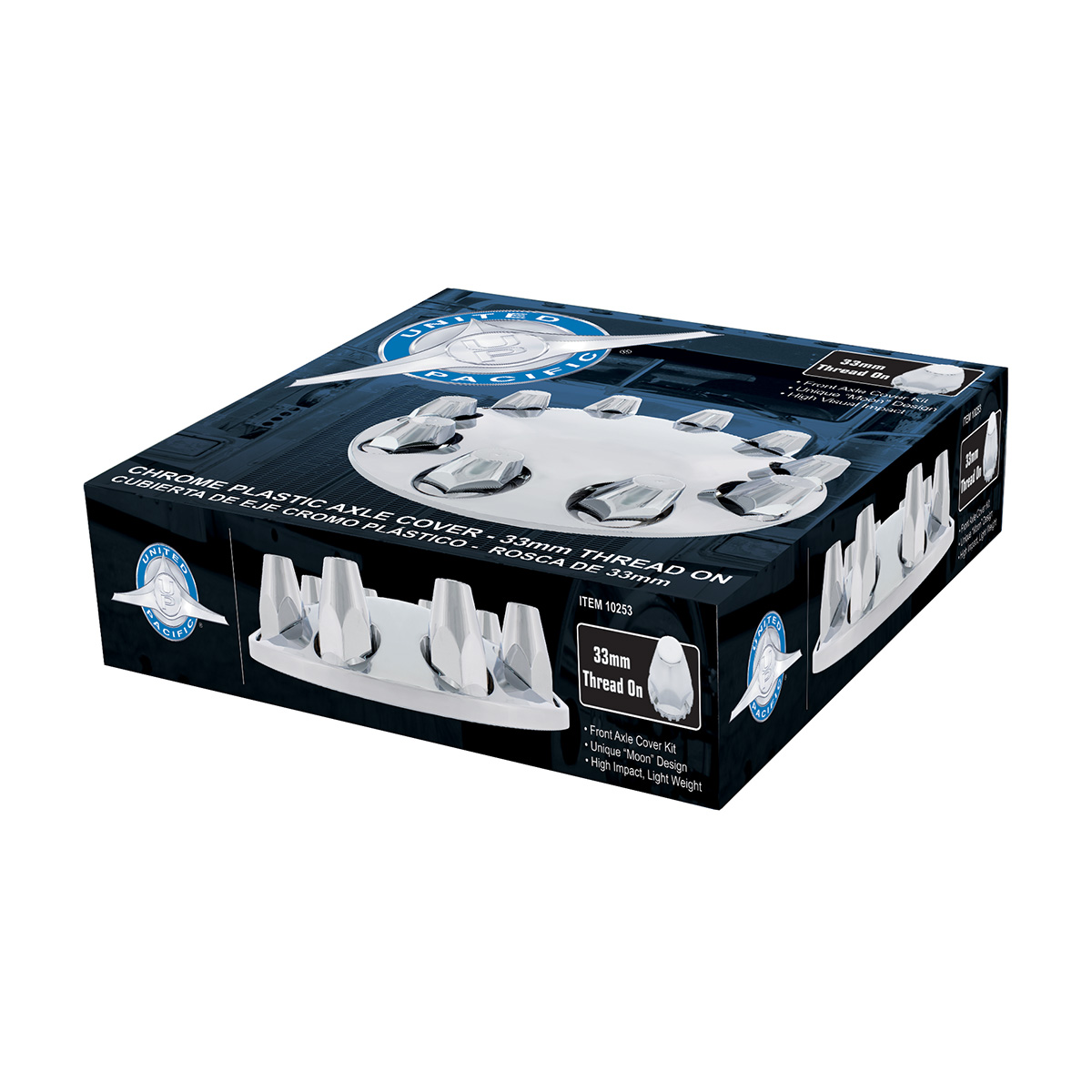 Moon Front Axle Cover With 33mm Thread-On Nut Cover - Chrome - Thumbnail 3