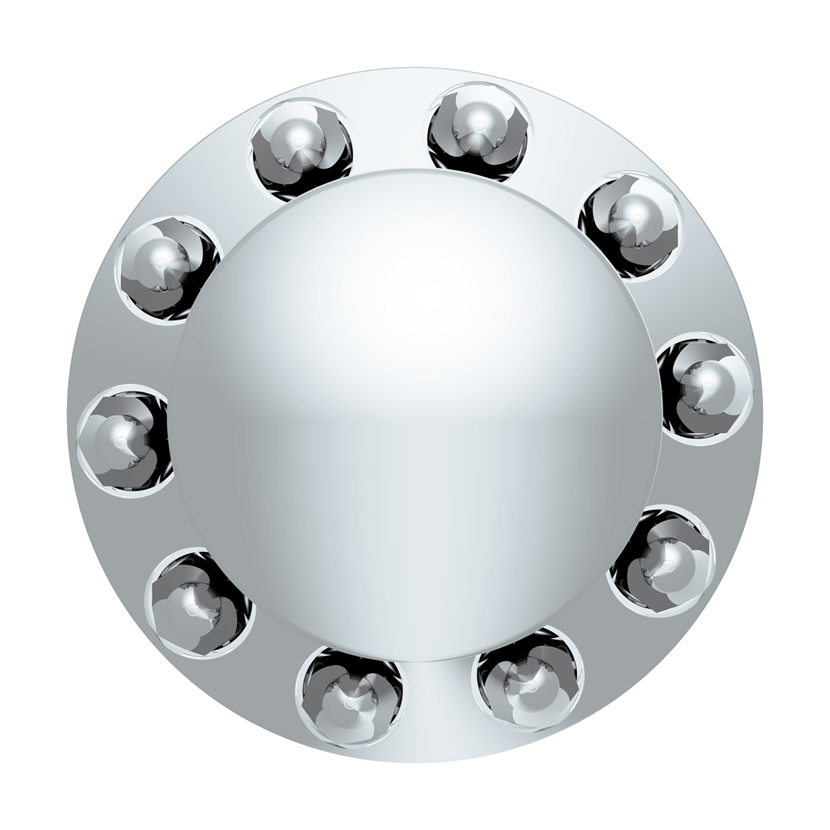 Dome Rear Axle Cover With 1-1/2"  Push-On Standard Nut Covers - Chrome - Thumbnail 3