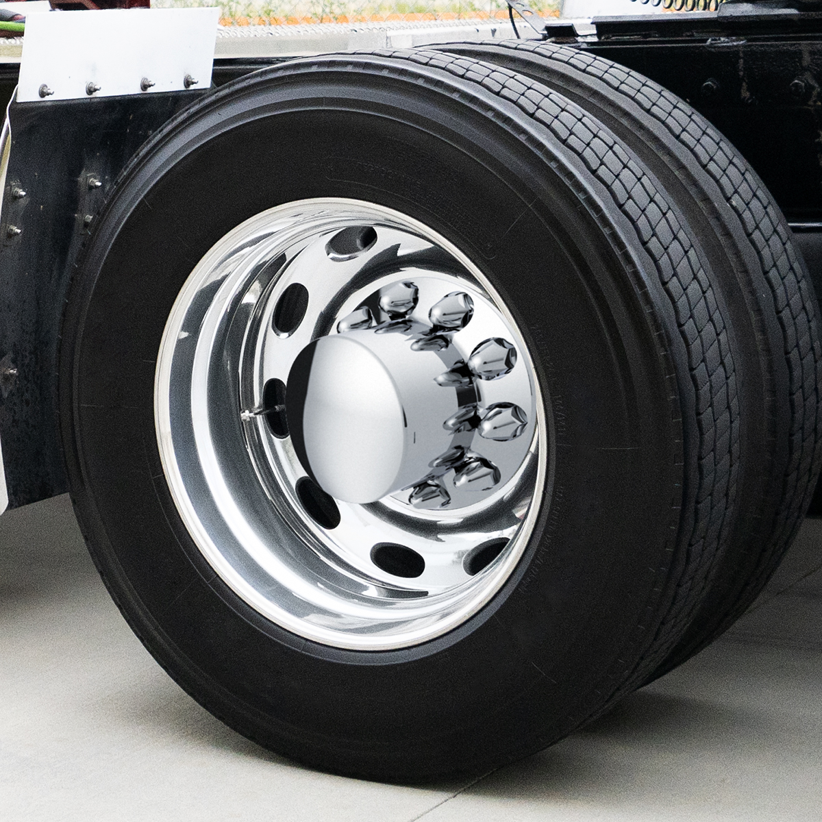 Dome Rear Axle Cover With 1-1/2"  Push-On Standard Nut Covers - Chrome - Thumbnail 5