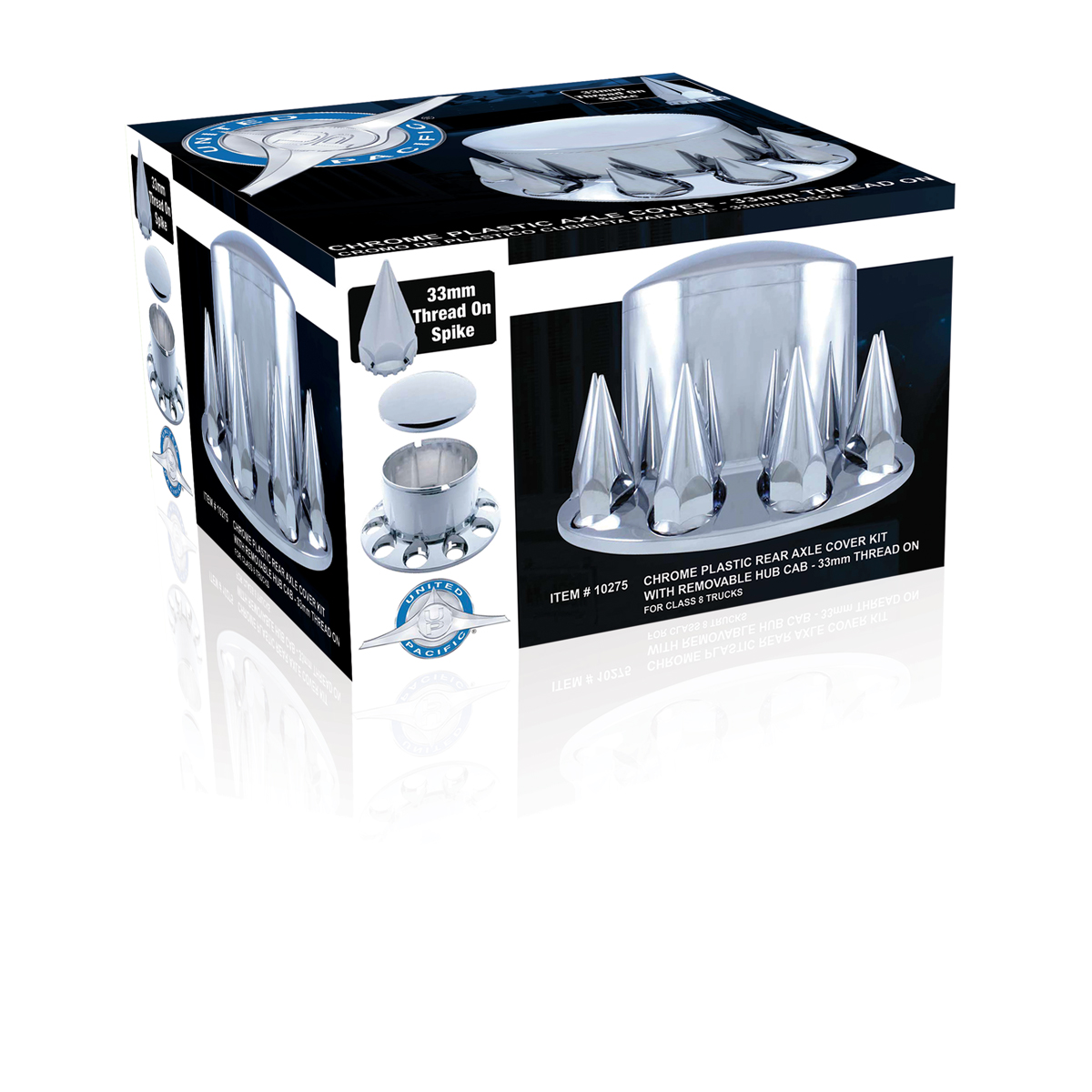 Dome Rear Axle Cover With 33mm Spike Thread-On Nut Covers - Chrome - Thumbnail 4