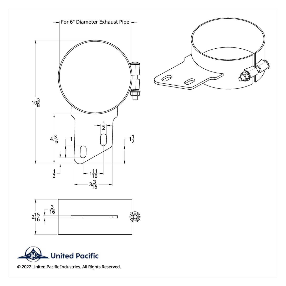 6" Stainless Butt Joint Exhaust Clamp - Angled Bracket - Thumbnail 5