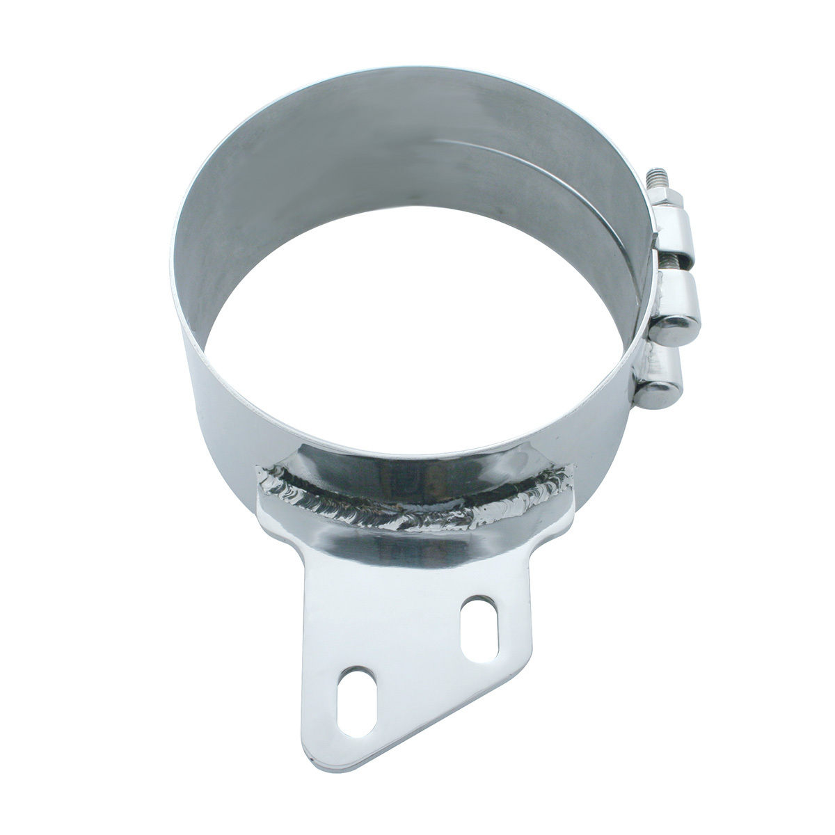 7" Stainless Butt Joint Exhaust Clamp - Angled Bracket - Thumbnail 4