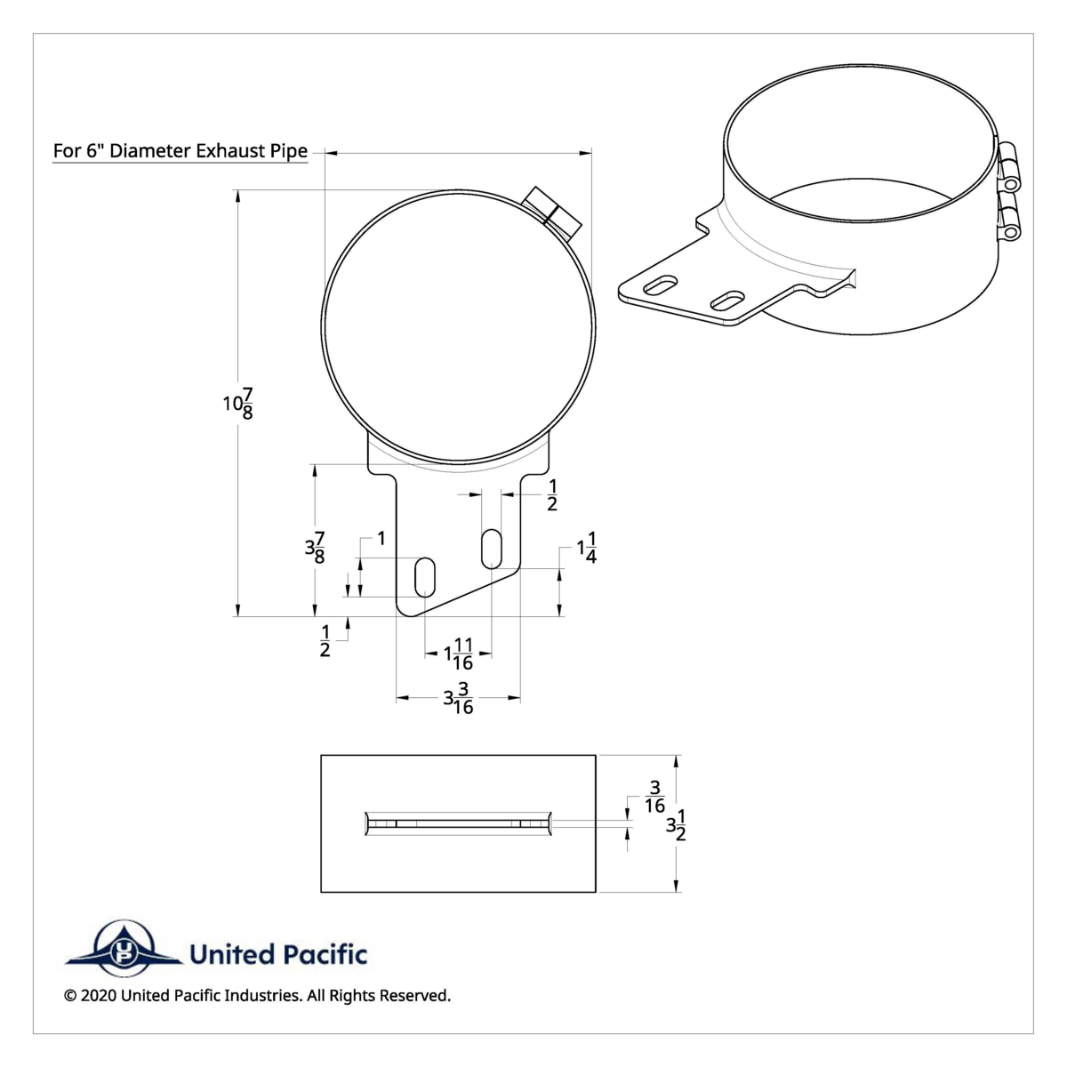 7" Stainless Butt Joint Exhaust Clamp - Angled Bracket - Thumbnail 5